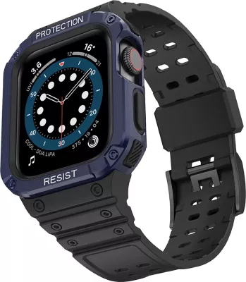 Rrip me kasë mbrojtëse për Apple Watch Hurtel, 41/40/38mm, i zi/blu