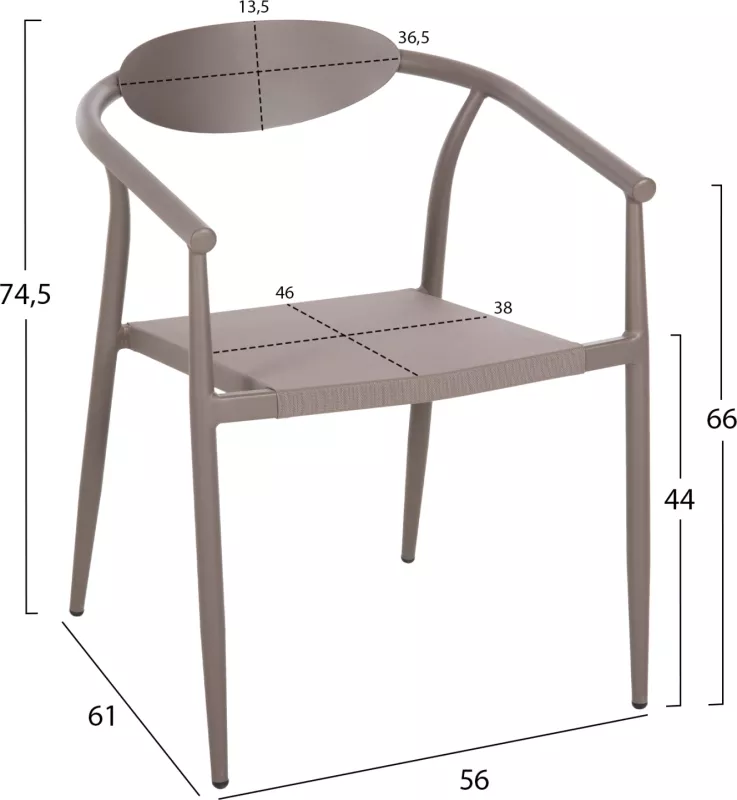 Karrige për kopsht SERLY FH6052.04, alumin, tekstilene, ngjyrë shampanjë, 56x61x74.5 cm