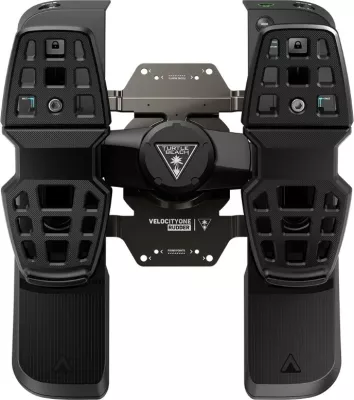 Pedale rudder Turtle Beach VelocityOne Rudder për PC dhe Xbox, USB-C, Hall sensor, frena diferenciale, të zeza