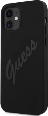 Mbështjellës Guess GUHCP12SLSVSBK për iPhone 12 mini 5.4", hardcase silikon/TPU, Vintage Script, i zi