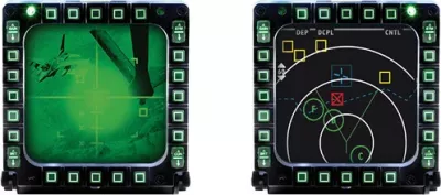 Panel MFD për simulim fluturimi Thrustmaster MFD Cougar, 48 komanda të programueshme, me ndriçim, set 2 copë, i zi