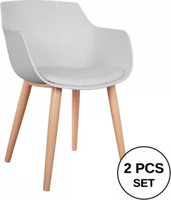 Karrige ngrënie Lucie FH8242.01 e bardhë me këmbë metalike 56x57x80 cm, set prej 2 copë