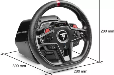 Volan garash Thrustmaster T248R, PC/PS5/PS4, force feedback 3.1 Nm, LCD, me set 3 pedale T3PM, i zi