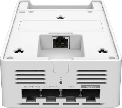 Access point TP-Link Omada EAP775-Wall, Wi‑Fi 6E tri-band 9300 Mbit/s, 5x RJ45 2.5GbE/1GbE, PoE, i bardhë