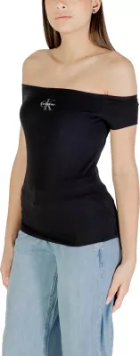Maicë për femra Calvin Klein Jeans Monogram Off Shoulder LV047C203G, e zezë [Madhësia: S]