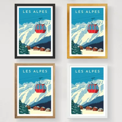 Poster A3 Les Alpes - 1990, shumëngjyrësh