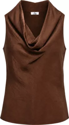 Maicë pa mëngë për femra I am Collo Morbido crinkle 25422V78, kafe [Madhësia: XS]