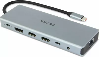 Docking station DICOTA D32065, USB 3.2 Gen 1, HDMI, DisplayPort, Silver