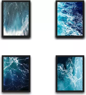 Piktura dekorative me kornizë (4 copë), Wallity, Waves Set 1