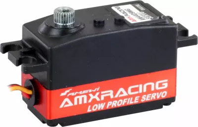 Servo low-profile për RC Amewi AMX Racing AM4409MG 9.2kg/cm 4.8-6V me ingranazh metalik, zi/kuqe