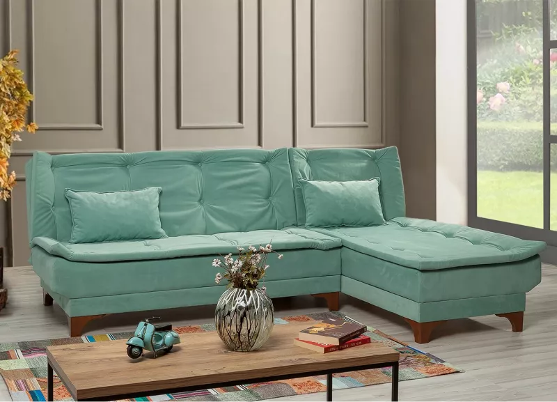 Kënd-sofë krevati Atelier del Sofa, kënd i djathtë, ngjyrë deti e gjelbër
