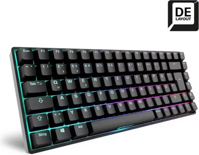 Tastierë mekanike SHARKOON SKILLER SGK50 S3, Gateron Brown, RGB, 75%, DE layout, e zezë
