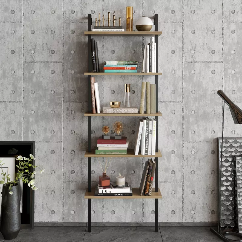 Raft librash Hanah Home, ngjyrë arre dhe e zezë, Piante