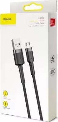 Kabllo Baseus Cafule USB-A në microUSB 3 m USB 2.0, e thurur najlon, zi/gri