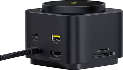 Kasë Baseus MagPro Series II 7-in-1 me karikues wireless MagSafe 15W, HDMI, USB-A, USB-C, SD/TF, e zezë