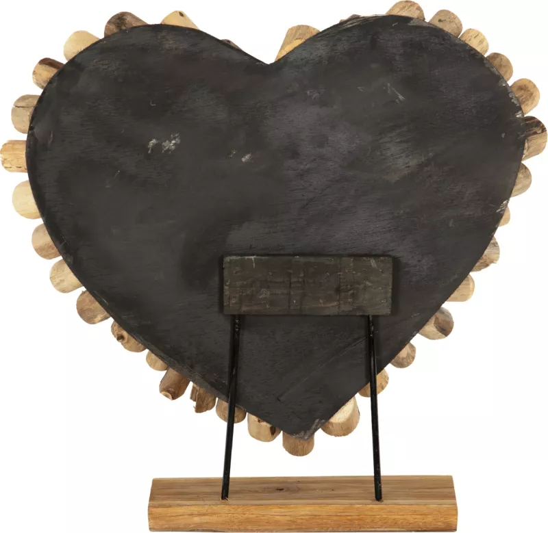 Dekor tavoline SHINZO, formë zemre, dru dege TEAK, ngjyrë natyrale, 53x5x51H cm
