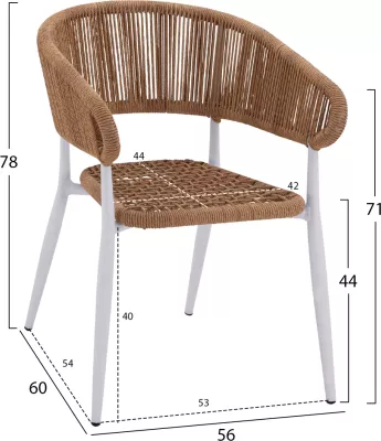 Karrige e bardhë alumini EULO me ratan sintetik bezhë FH5783.02 56x60x78H cm