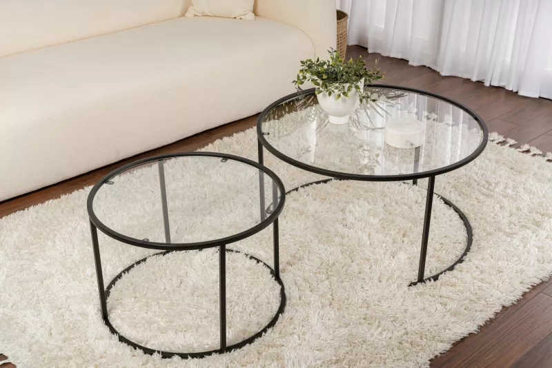 Set tavolinash kafeje Nordure, Aurum - 80, 60 - e zezë, transparente