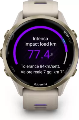 Smartwatch Garmin Forerunner® 970 Soft Gold Titanium (French Gray Case, French Gray/Translucent Indigo Strap)