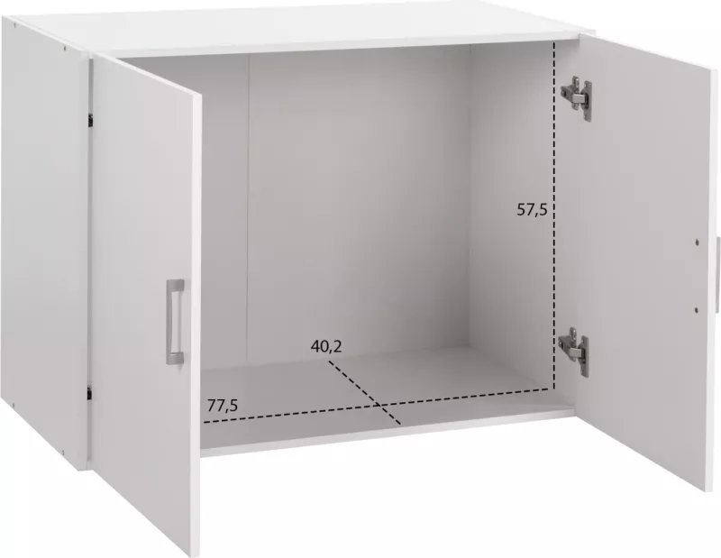 Kabinet i sipërm për gardërobë me 2 dyer, JASLYN FH350.05, melaminë, ngjyrë e bardhë, 80.2x42x60H cm