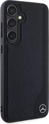 Mbështjellës Mercedes Leather Debossed Line MagSafe për Samsung Galaxy S24, i zi
