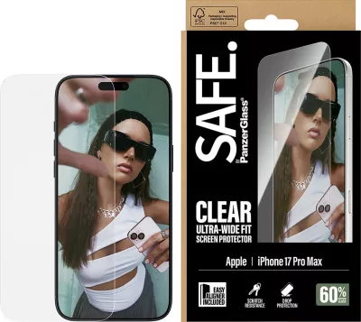 Mbrojtës ekrani PanzerGlass SAFE për iPhone 17 Pro Max, transparent