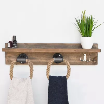 Varëse muri Pipe Hook, dru bredhi, ngjyrë arre, Boruraf174