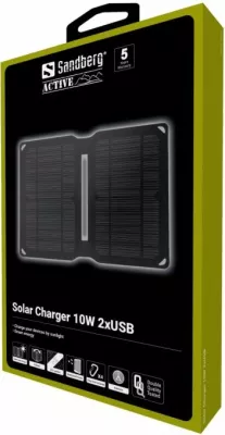 Karikues solar Sandberg 420-69 10W 2x USB-A, zi, set me 4 karabina