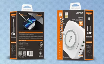 Karikues wireless LDNIO AW004, 32W, 3x USB-A + 1x USB-C, PD/QC, i bardhë