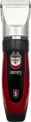 Makinë rroje për qime kafshësh CAMRY CR2821, 35W, USB, 4 krehra 3/6/9/12mm, me bateri shtesë, kuqe/zezë/argjendtë, set