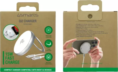 Karikues wireless 4smarts Qi2, USB, 15W, MagSafe, Silver