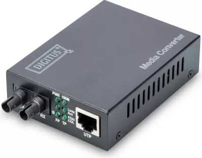 Media konvertues Digitus, 100Base-TX në 100Base-FX, RJ45/ST, 2km, i zi
