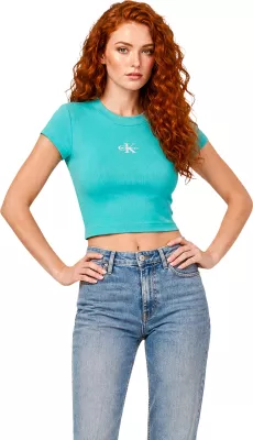 Maicë për femra Calvin Klein Jeans Monogram Baby Tee LV047AB802, turkeze