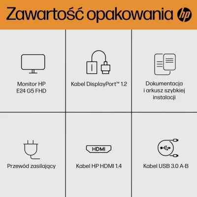 Monitori HP E-Series E24 G5, 23.8", Full HD, LED, Argjëndtë dhe Zi