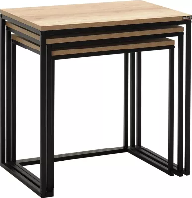 Set tavolina ndihmëse të vendosshme, 3 copë, ngjyrë arre dhe e zezë, Hanah Home, Shp-933-Tt-1
