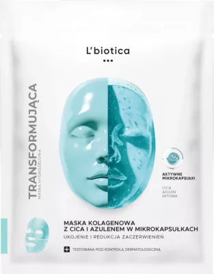 Maskë për fytyrë L'biotica Kolagjen me CICA dhe Azulene në Mikrokapsula për femra, 1 copë