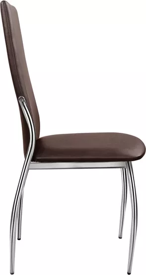 Karrige ngrënie Kim FH0080.05, ngjyrë kafe PU me kornizë metalike 45X55X99 cm, set prej 4 copë