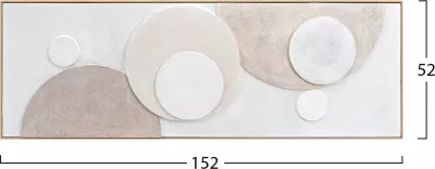 Pikturë muri 3D FH4573 me kornizë PS ngjyrë bezhë, forma të rrumbullakëta, 152x5x52 cm