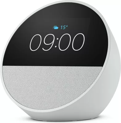 Altoparlant smart Amazon Echo Spot 2024, Alexa, 2.83 inç, 4 bërthama, i bardhë