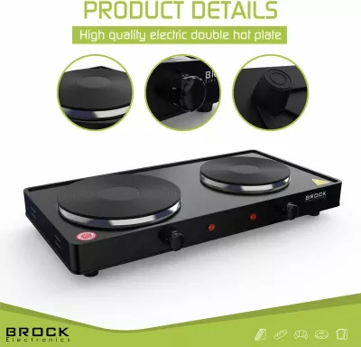 Pllakë elektrike e dyfishtë Brock EP 200 BK 2500 W, e zezë