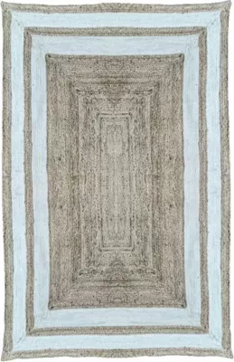 Qilim Yara për dhomë dite, jute dhe pambuk, natyral-bardhë, 200x300cm