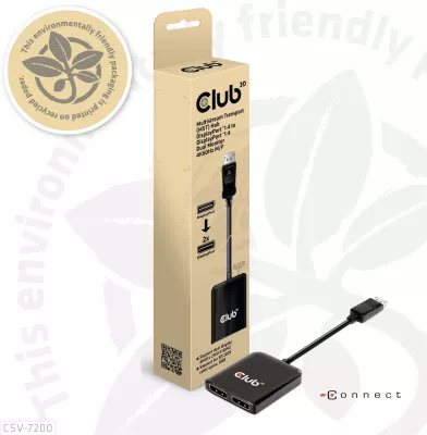 Adapter DisplayPort Club3D Multi Streaming Transport Hub 1xDP në 2xDP, 4K, i zi