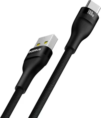 Kabllo Baseus Flash 2 USB A në USB C, 2 m, 100 W, E zezë
