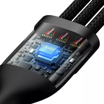 Kabllo multifunksional Baseus Flash Series II CASS030101, 1.2m, 100W, USB-A/USB-C/Lightning/micro USB, e zezë