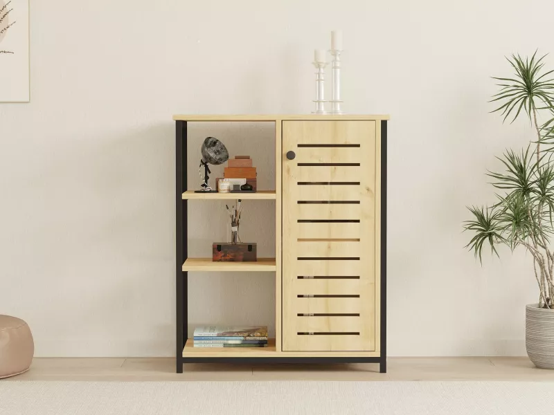 Raft librash Hanah Home, ngjyrë ihlamuri - safir, me kornizë të zezë