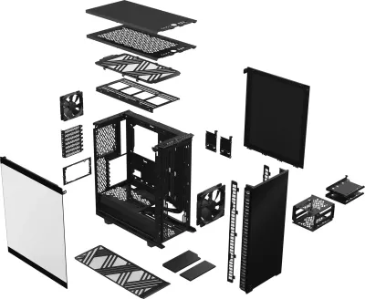 Kasë Fractal Design Define 7 Compact, Midi Tower, ATX, micro ATX, Micro-ITX, e zezë