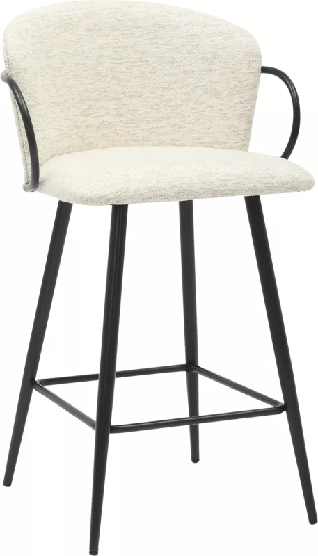 Karrige për bar, lartësi mesatare, NEBOR, FH9986.02, kornizë metalike e zezë, pëlhurë ecru, 53,5x51x90H cm, set prej 2 copash