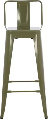 Karrige për bar me mbështetëse, MELITA-PRO, metal, ngjyrë ulliri e errët, 42x42x100H cm