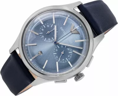 Orë dore meshkujsh Emporio Armani Dario AR11747, e kaltër me kuti