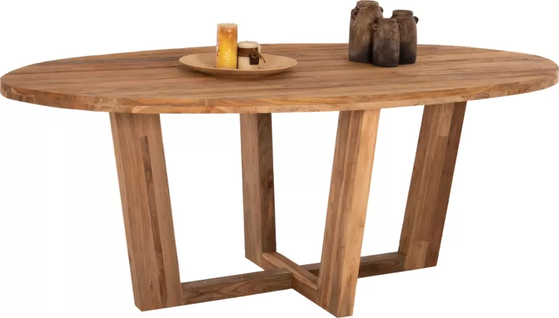 Tavolinë ngrënieje ovale, dru TEAK i ricikluar, FH9558, 209x109x80 cm